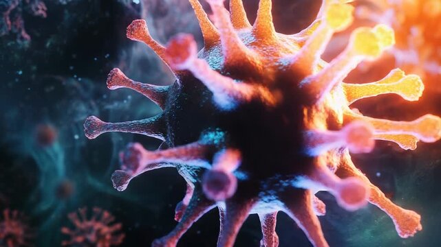 Virus cells replicating during global pandemic outbreak