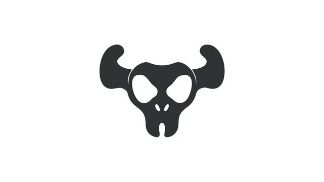 Stylized bull skull in simple vector art on white