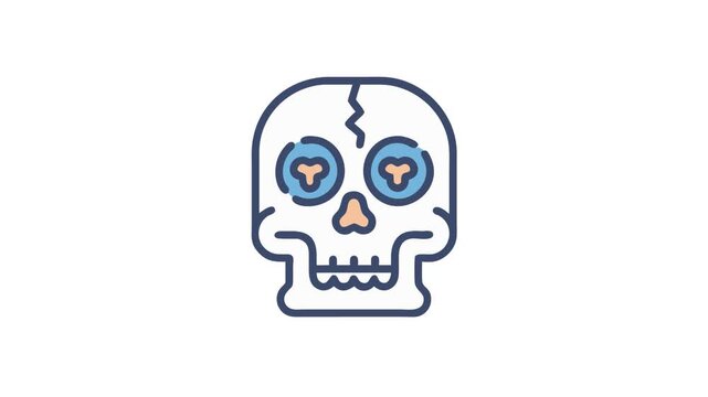 Stylized skull illustration with bold outlines and soft colors