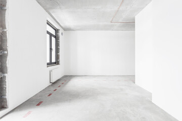 nterior of the apartment without decoration in gray colors