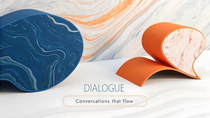 Abstract Fluid Shapes In Contrasting Colors Composition