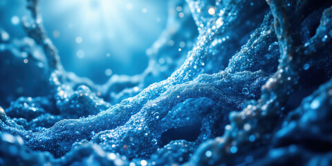 Marine Collagen Matrix Ocean-sourced protein showing sustainable beauty patterns, blue economy abstract, regenerative skincare in aquatic resource utilization