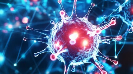 Virus cells spreading in human body network - Powered by Adobe