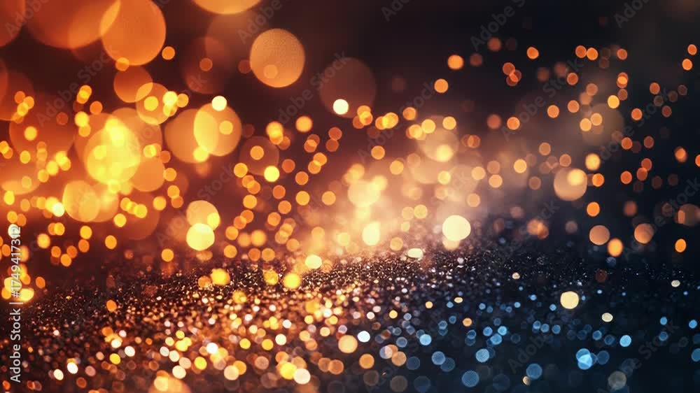 Canvas Prints golden glowing bokeh and glitter particles background
