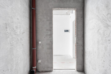 nterior of the apartment without decoration in gray colors