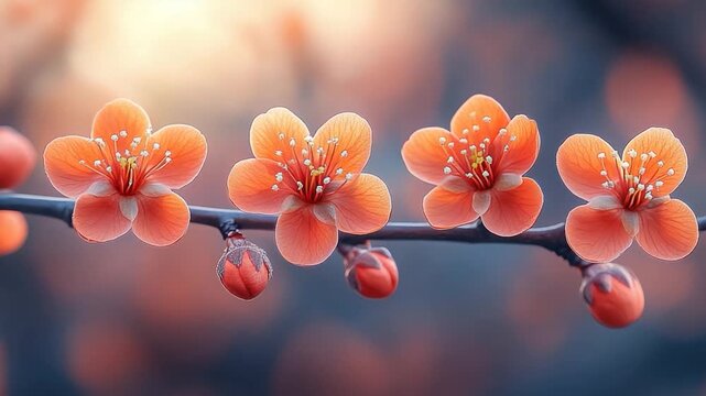A bundle of flowers growing on a tree branch