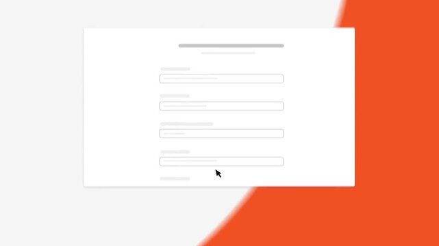 Online form submission animation showing digital fields and user interface for web registration and feedback