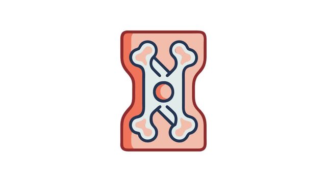 Crossed bones flat illustration on a rectangular backdrop