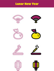 Celebrate Lunar New Year with these bright and cheerful icons for a festive, modern design project