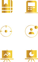 Golden business icons set offers a modern, professional look for your brand identity and marketing needs