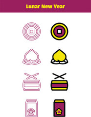 Delightful Lunar New Year icons for festive celebrations, cultural events, and family gatherings