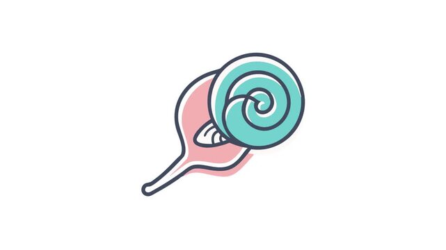Stylized seashell illustration in teal and pink on white