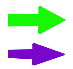 two colorful arrows pointing the same way isolated on whitebackground