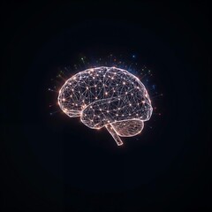 Digital abstract brain network on dark background