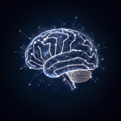 Luminous digital brain with neural network connections