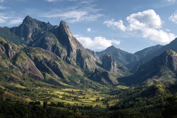 Naklejka premium Madagascar Vanilla. African Beauty: Stunning Mountain Landscape in Conservation Area