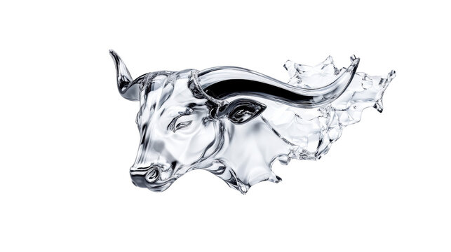 Crystal Taurus Zodiac Bull on Transparent Background