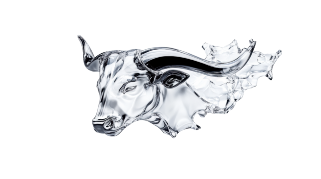 Crystal Taurus Zodiac Bull on Transparent Background
