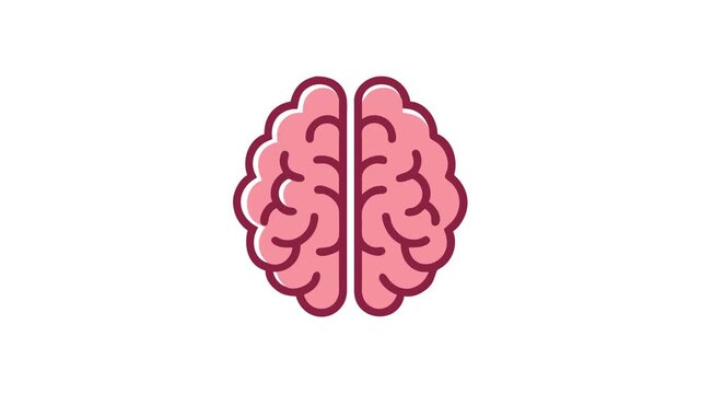Pink brain illustration against a white background for design
