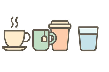 Obraz premium Simple icons for hot and cold beverage containers in various styles
