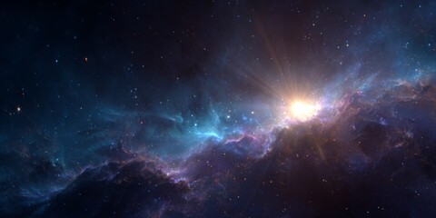 Obraz premium Ethereal Cosmic Burst in Deep Space with Bright Stars and Colorful Nebulae for Astrophotography and Digital Art