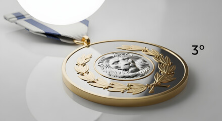Elegant third place medal, a symbol of achievement and dedication, ready to inspire success, perfect for sports, academic, or business competition concepts