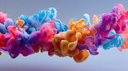 Colorful liquid paint explosion in motion