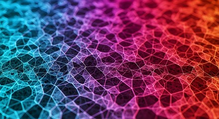 Obraz premium Vibrant geometric mesh pattern with a colorful gradient background