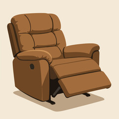 Brown Leather Recliner Chair With Footrest For Comfortable Home Living Room Seating