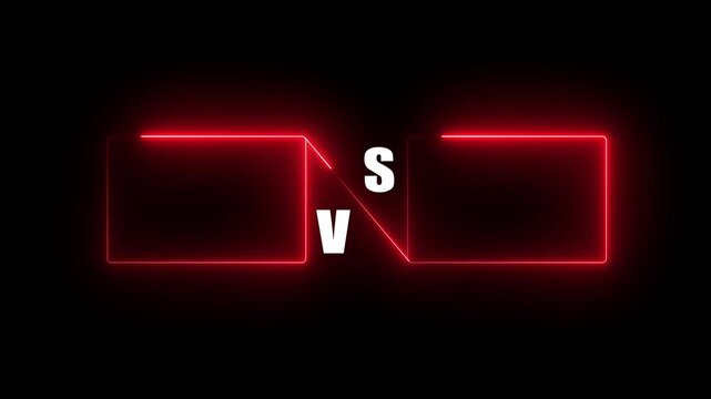 Glowing read Neon VS Screen Animation with Futuristic Cyber Light Boxes, Digital Battle Template, Esports Competition Interface Background 4K Video