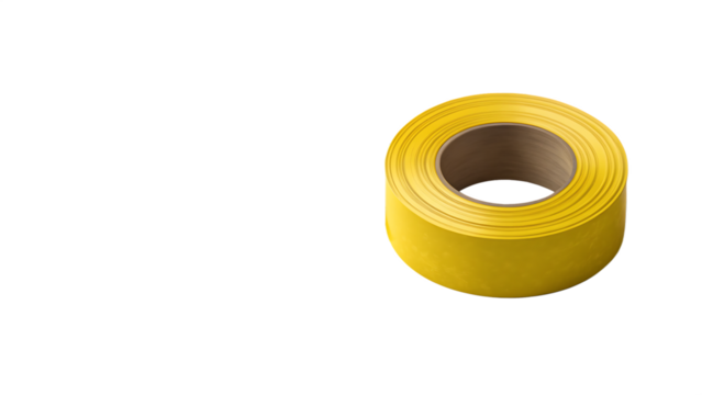 A roll of yellow tape isolated on transparent background, perfect for packaging, crafting, or sealing boxes and other items