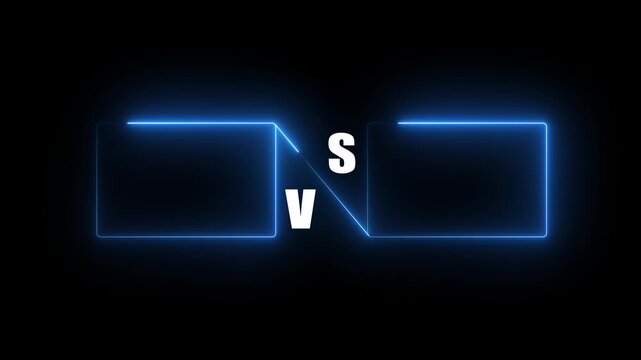 Futuristic Green Neon VS Battle Frame Animation with Glowing Light Boxes and Dark Background, Modern Cyber Game Interface for Competition and Comparison Visual 4K Video
