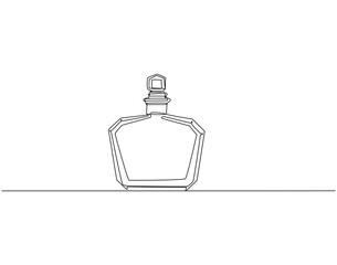 Obraz premium Continuous line drawing of perfume bottle. Single line illustration of perfume bottle. Luxury perfume bottle concept. Editable outline