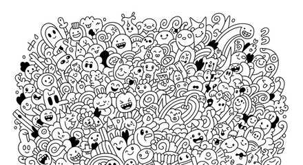 Whimsical Doodle Creatures Filled with Joyful Expressions
