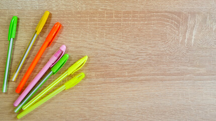 Colored pens lying on the table