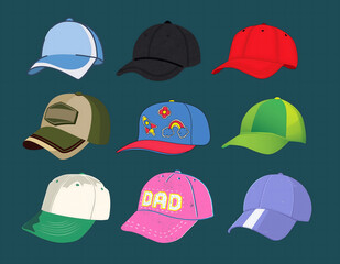 Sticker collection caps design colour and design