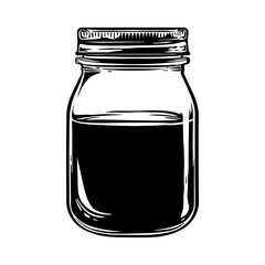 Black silhouette of a glass jar without background