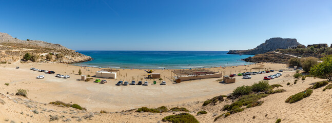Agia Agathi Beach and Feraklos Castle Panorama