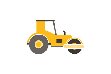 Fototapeta premium Simple yellow road roller machine icon illustration flat design silhouette