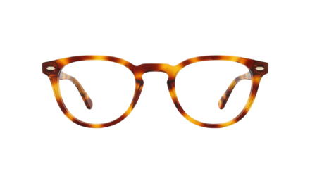 Isolated rounded eyeglasses, fashionable eyewear for reading or sun protection in studio shot