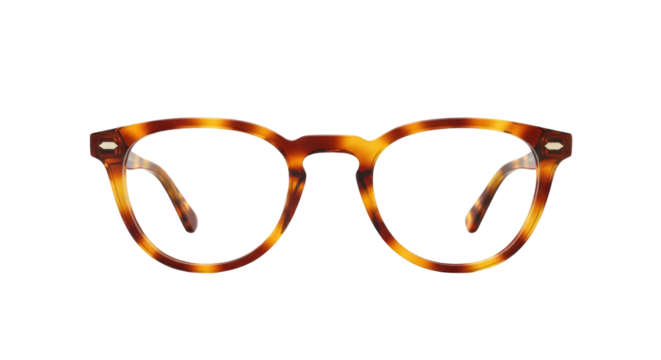 Isolated rounded eyeglasses, fashionable eyewear for reading or sun protection in studio shot