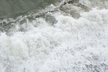 beautiful wave on sea at storm art cloudy day. close up