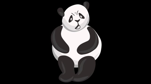 Motion video with a panda and emotions. Animation with an animal in vector graphics.