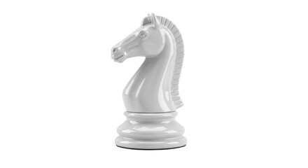 Isolated White Chess Knight, Detailed Render, Strategy and Tactics Concept, Sport Theme