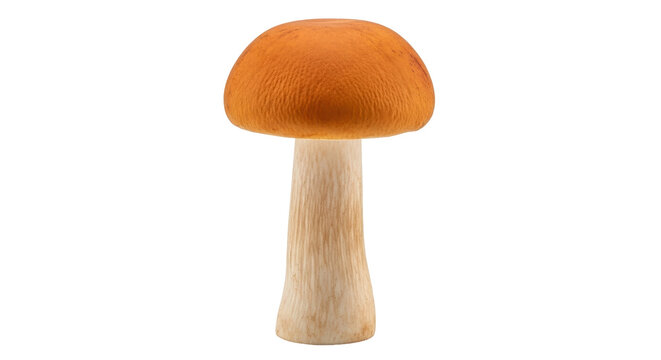 Isolated mushroom with an orange cap and a white stem on no background for stock photos