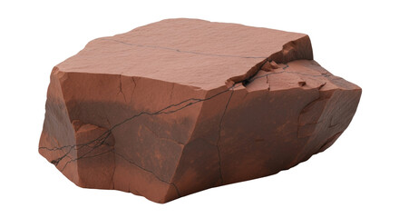 Isolated rough chunk of red jasper rock for construction or decorative application use
