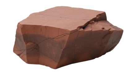 Isolated rough chunk of red jasper rock for construction or decorative application use