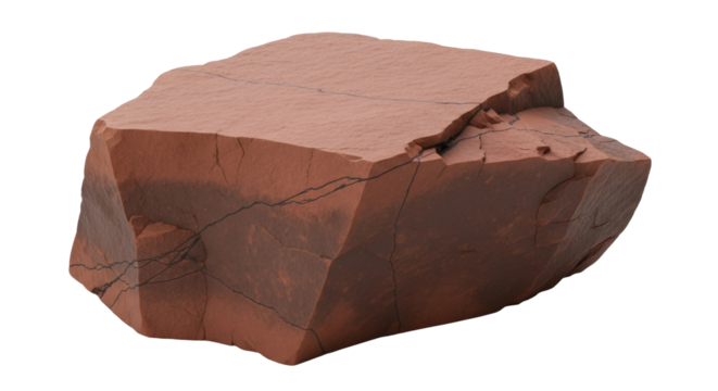 Isolated rough chunk of red jasper rock for construction or decorative application use