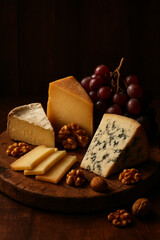 Artisanal Cheese Charcuterie Board for Tasting in Rustic Setting