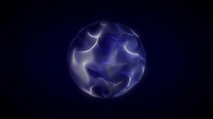 Blue color shimmering energy sphere with glowing wavy lines and magic plasma sci-fi loop able futuristic orb and voice control animation  - Powered by Adobe
